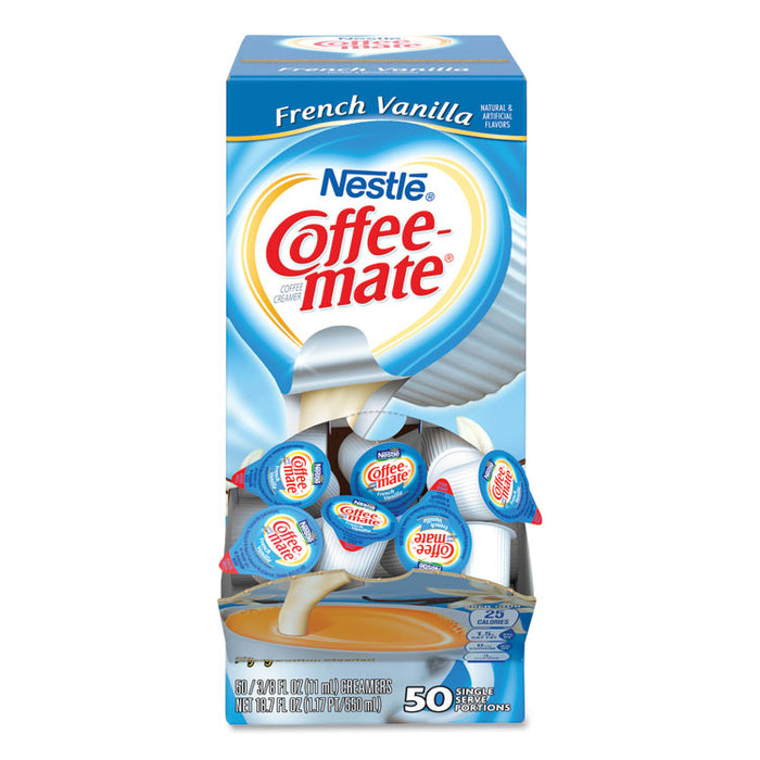 Liquid Coffee Creamer, French Vanilla, 0.38 oz Mini Cups, 50/Box
