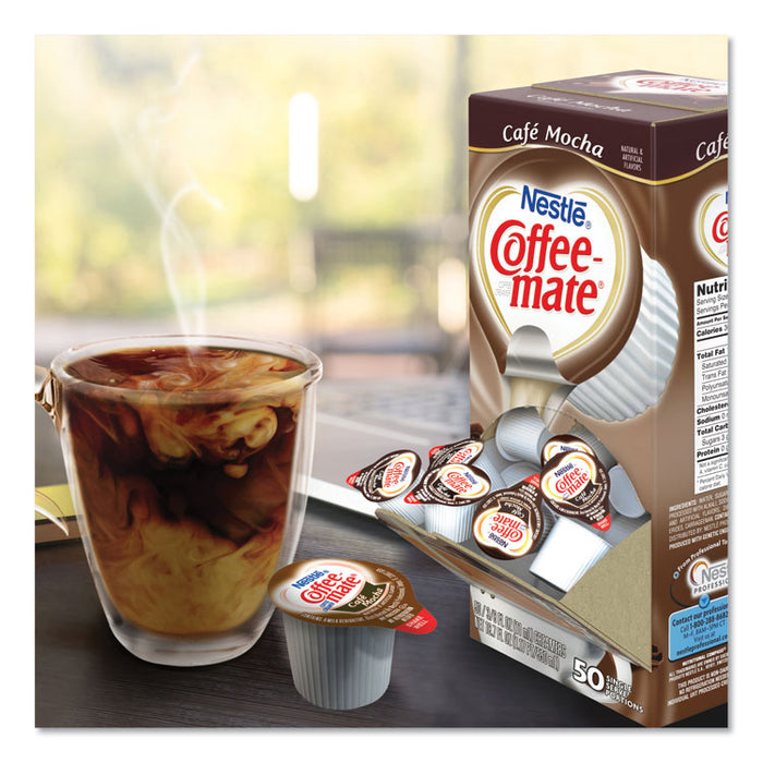 Liquid Coffee Creamer, Cafe Mocha, 0.38 oz Mini Cups, 50/Box, 4 Boxes/Carton, 200 Total/Carton