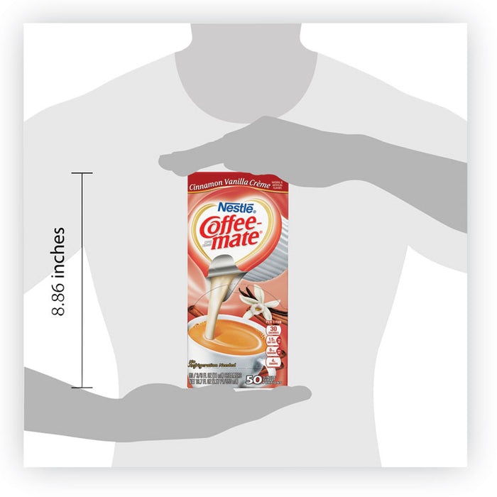 Liquid Coffee Creamer, Cinnamon Vanilla, 0.38 oz Mini Cups, 50/Box, 4 Boxes/Carton, 200 Total/Carton