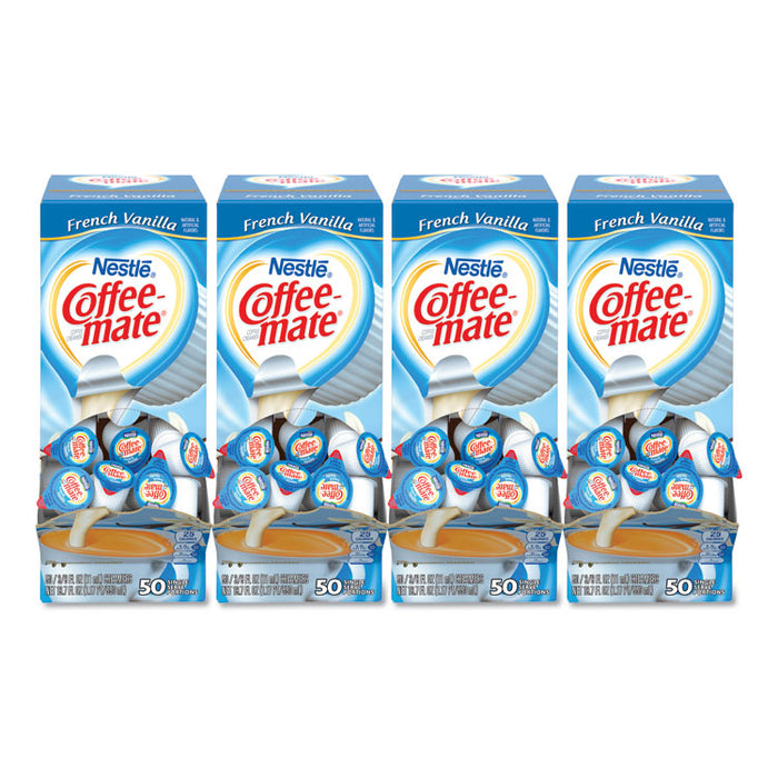 Liquid Coffee Creamer, French Vanilla, 0.38 oz Mini Cups, 50/Box, 4 Boxes/Carton, 200 Total/Carton