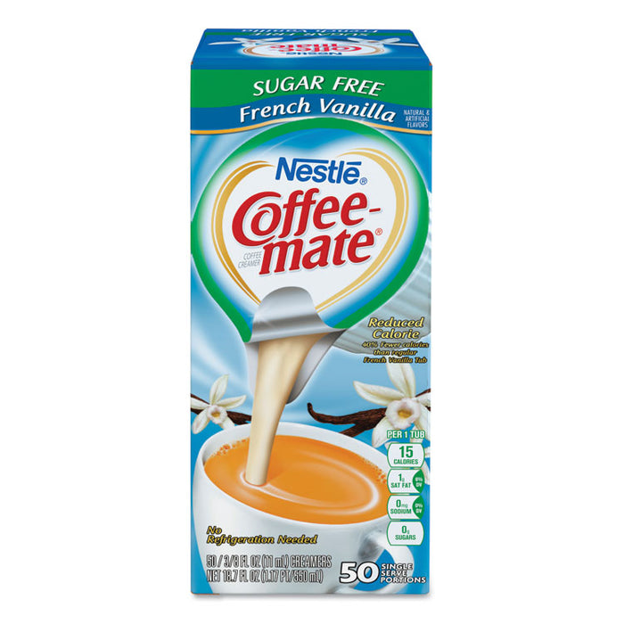 Liquid Coffee Creamer, Sugar-Free French Vanilla, 0.38 oz Mini Cups, 50/Box