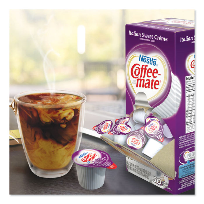Liquid Coffee Creamer, Italian Sweet Creme, 0.38 oz Mini Cups, 50/Box