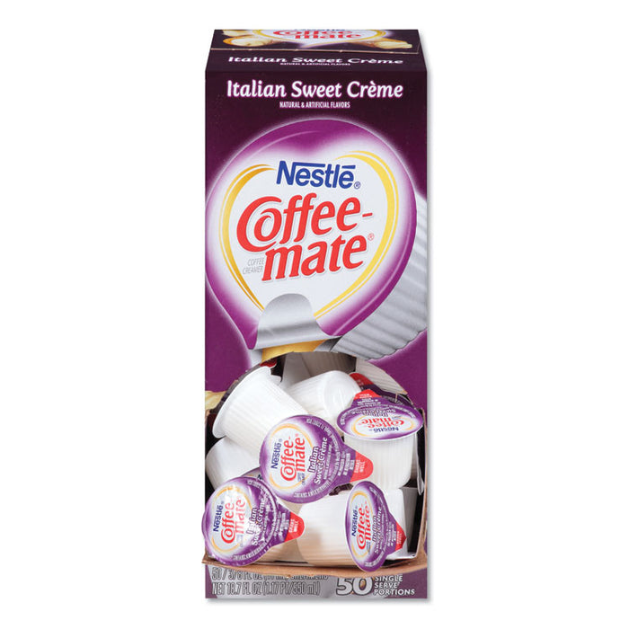 Liquid Coffee Creamer, Italian Sweet Creme, 0.38 oz Mini Cups, 50/Box