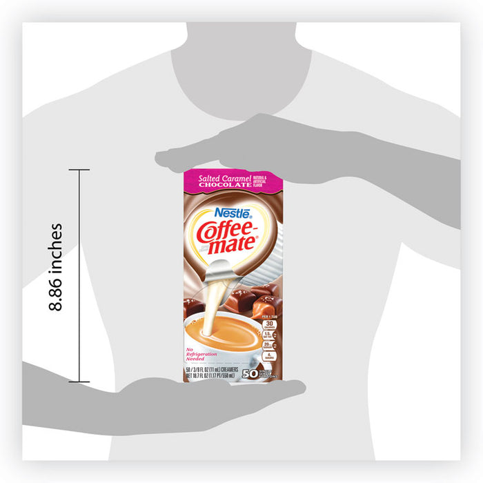 Liquid Coffee Creamer, Salted Caramel Chocolate, 0.38 oz Mini Cups, 50/Box