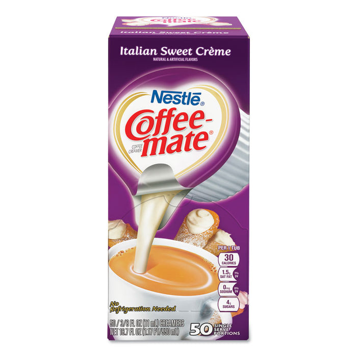 Liquid Coffee Creamer, Italian Sweet Creme, 0.38 oz Mini Cups, 50/Box, 4 Boxes/Carton, 200 Total/Carton