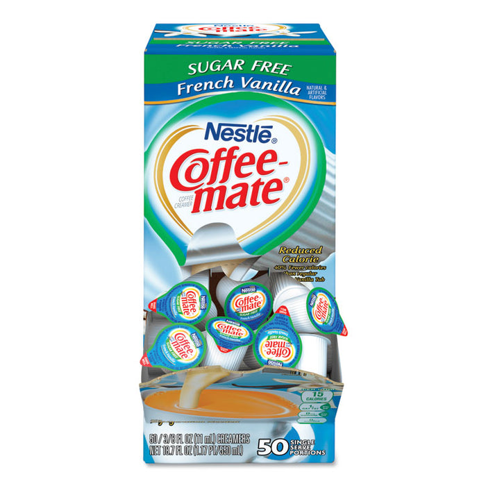 Liquid Coffee Creamer, Sugar Free French Vanilla, 0.38 oz Mini Cups, 50/Box, 4 Boxes/Carton, 200 Total/Carton