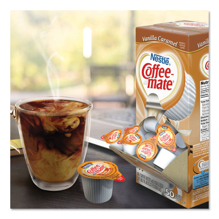 Liquid Coffee Creamer, Vanilla Caramel, 0.38 oz Mini Cups, 50/Box, 4 Boxes/Carton, 200 Total/Carton