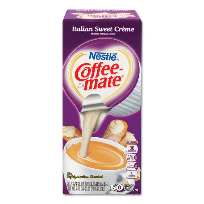 Liquid Coffee Creamer, Italian Sweet Creme, 0.38 oz Mini Cups, 50/Box