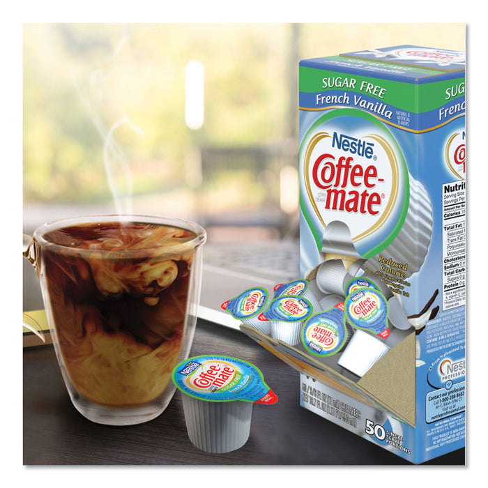 Liquid Coffee Creamer, Sugar Free French Vanilla, 0.38 oz Mini Cups, 50/Box, 4 Boxes/Carton, 200 Total/Carton