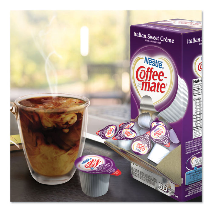 Liquid Coffee Creamer, Italian Sweet Creme, 0.38 oz Mini Cups, 50/Box, 4 Boxes/Carton, 200 Total/Carton