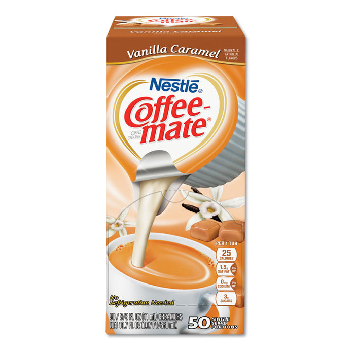 Liquid Coffee Creamer, Vanilla Caramel, 0.38 oz Mini Cups, 50/Box