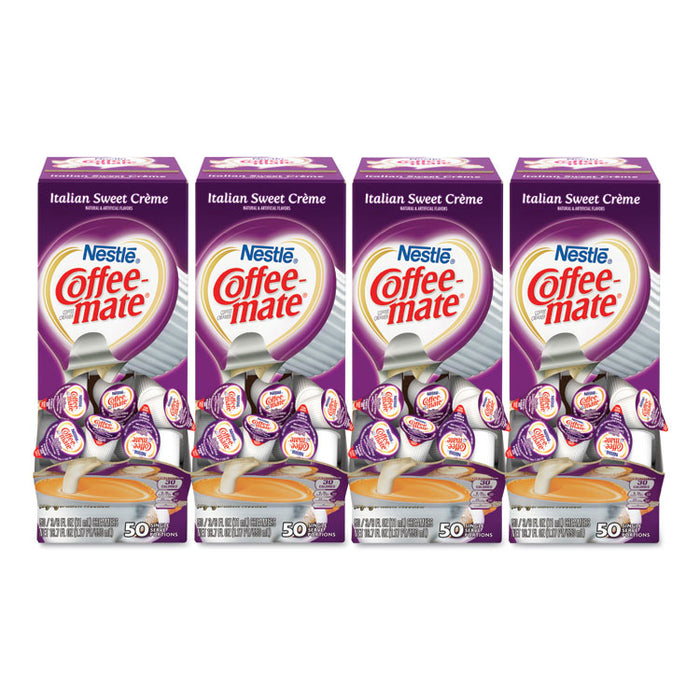 Liquid Coffee Creamer, Italian Sweet Creme, 0.38 oz Mini Cups, 50/Box, 4 Boxes/Carton, 200 Total/Carton