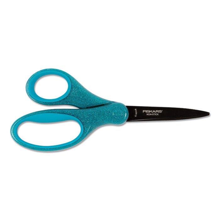 Student Designer Non-Stick Scissors, Pointed Tip, 7" Long, 2.75" Cut Length, Randomly Assorted Straight Handles
