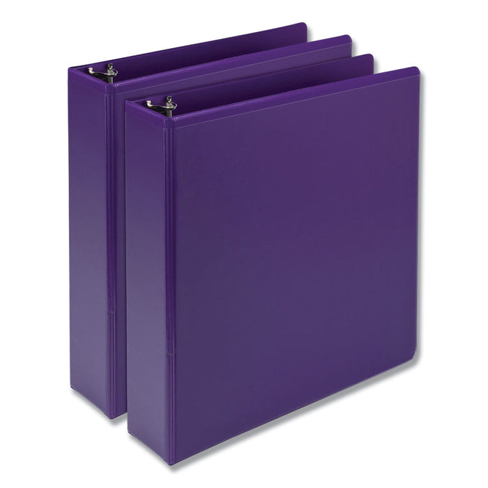 Earthâs Choice Biobased Durable Fashion View Binder, 3 Rings, 2" Capacity, 11 x 8.5, Purple, 2/Pack