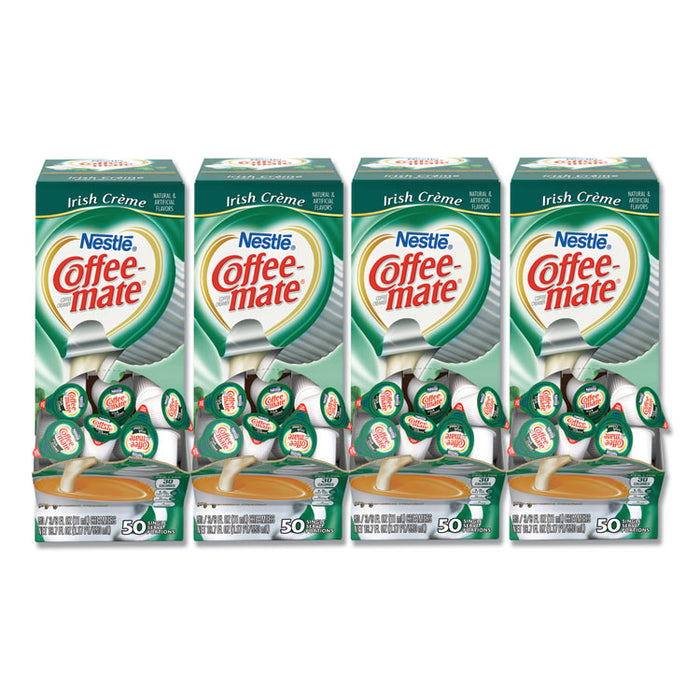 Liquid Coffee Creamer, Irish Creme, 0.38 oz Mini Cups, 50/Box, 4 Boxes/Carton, 200 Total/Carton