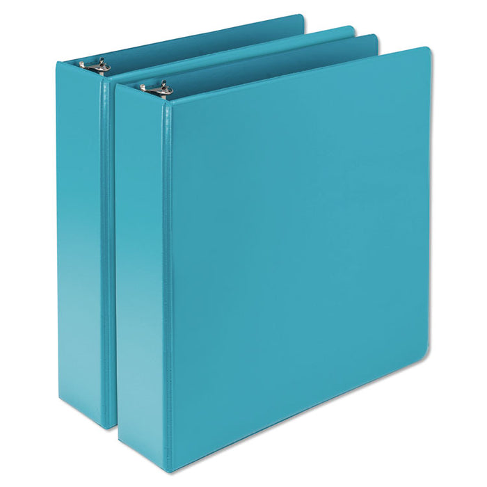 Earthâs Choice Biobased Durable Fashion View Binder, 3 Rings, 2" Capacity, 11 x 8.5, Turquoise, 2/Pack