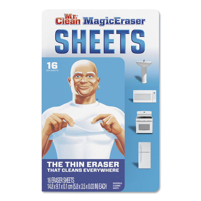 Magic Eraser Sheets, 3.5" x 5.8" x 0.03", White, 16/Pack, 8 Pack/Carton