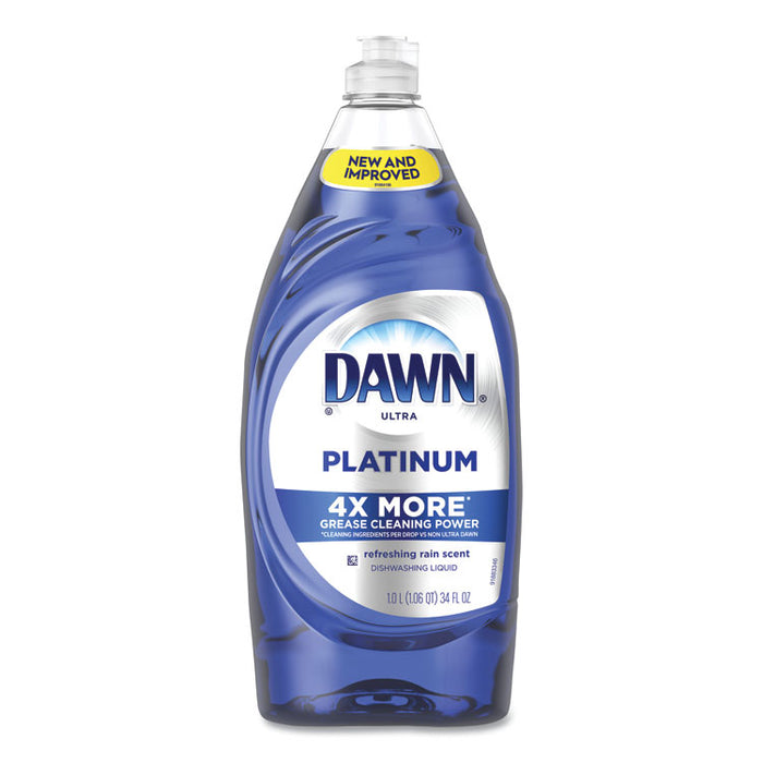 Ultra Platinum Dishwashing Liquid, Refreshing Rain, 34 oz Bottle, 8/Carton