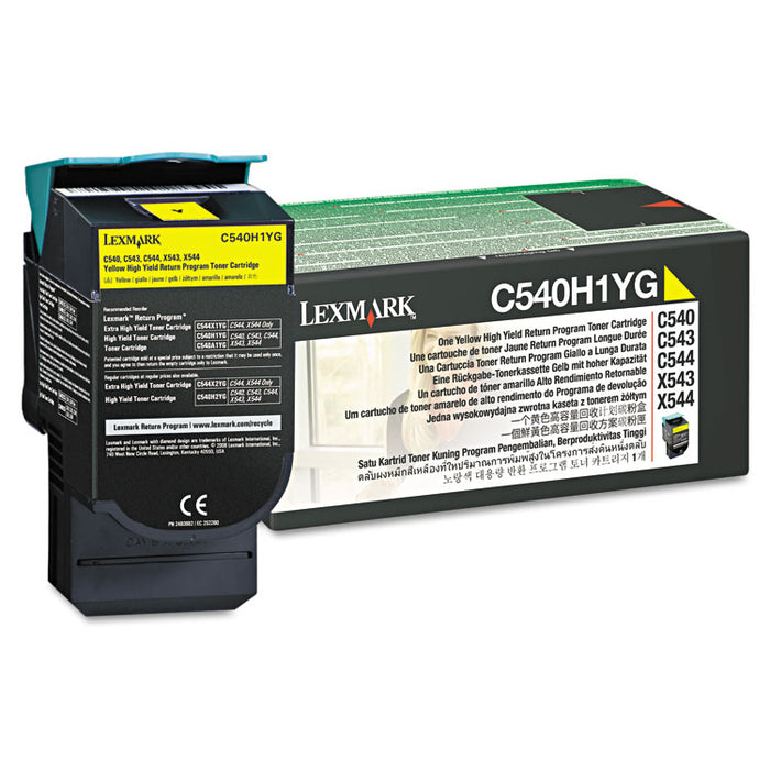 C540H1YG Return Program High-Yield Toner, 2,000 Page-Yield, Yellow
