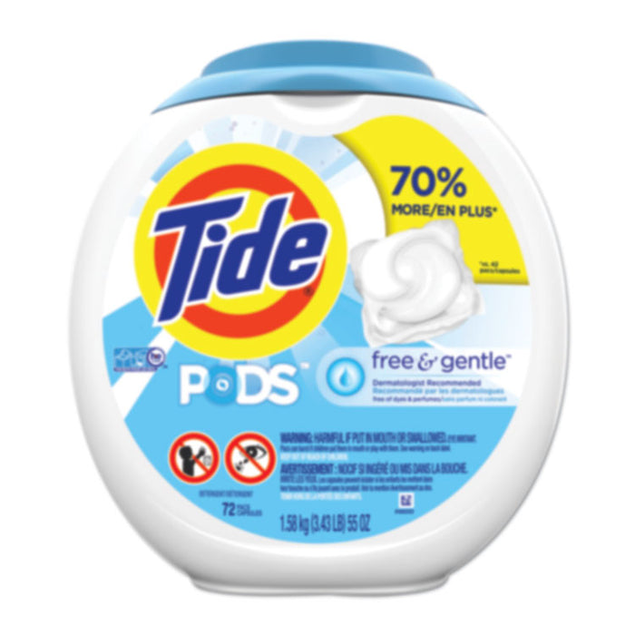 Free & Gentle Laundry Detergent, Pods, 72/Pack, 4 Packs/Carton