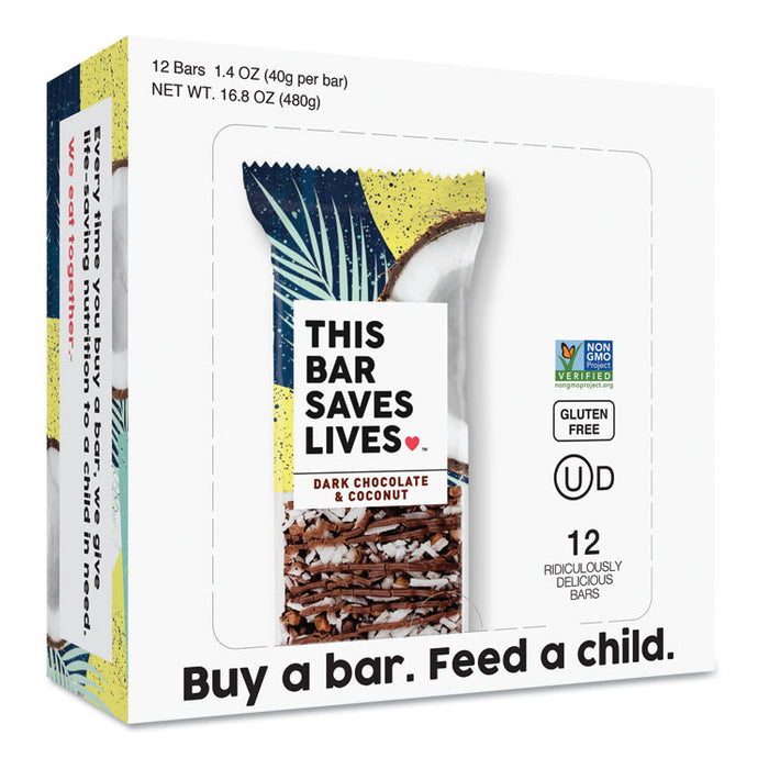 Snackbars, Dark Chocolate and Coconut, 1.4 oz, 12/Box