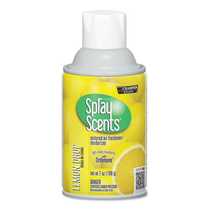 SPRAYScents Metered Air Freshener Refill, Lemon, 7 oz Aerosol, 12/Carton
