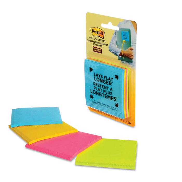 Full Stick Notes, 3" x 3", Energy Boost Collection Colors, 25 Sheets/Pad, 4 Pads/Pack