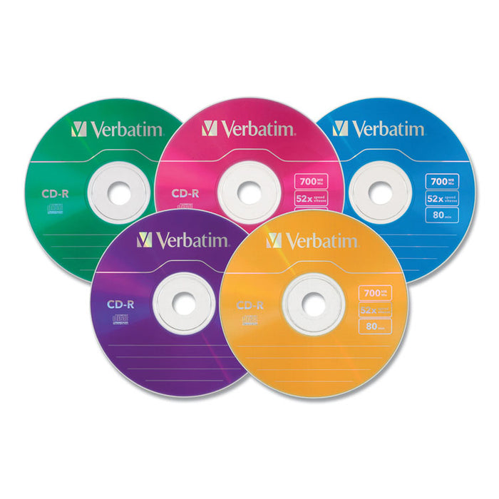 CD-R Recordable Disc, 700 MB/80 min, 52x, Slim Jewel Case, Assorted, 25/Pack