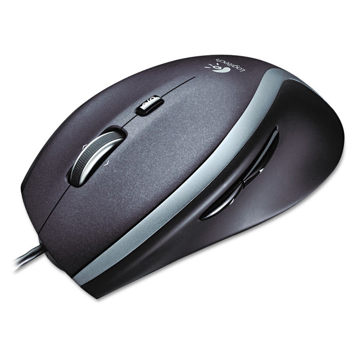 M500 Corded Mouse, USB 2.0, Right Hand Use, Black/Silver