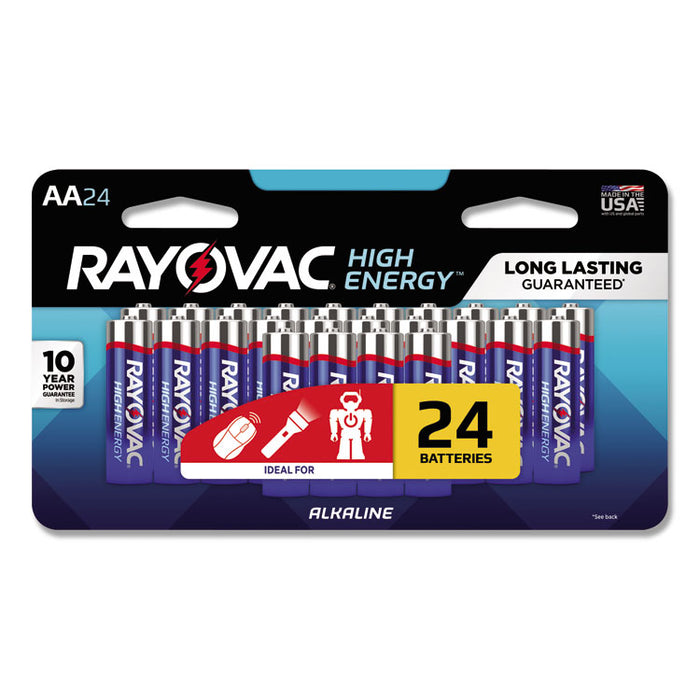 High Energy Premium Alkaline AA Batteries, 24/Pack