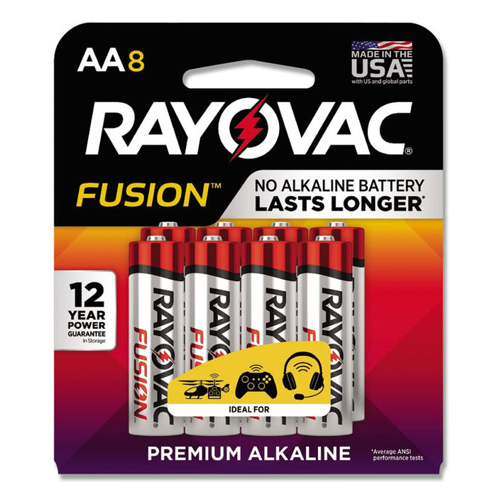 Fusion Advanced Alkaline AA Batteries, 8/Pack