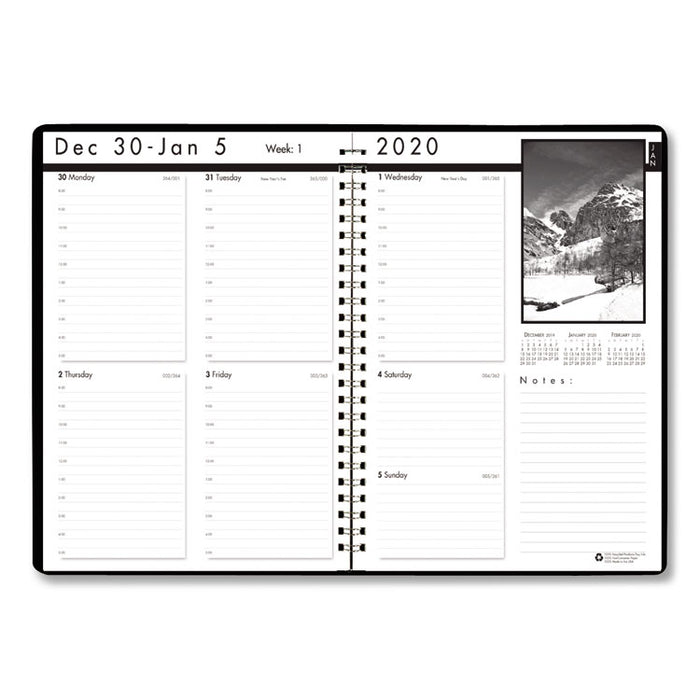 Black-on-White Photo Weekly Appointment Book, Landscapes Photography, 11 x 8.5, Black Cover, 12-Month (Jan to Dec): 2023