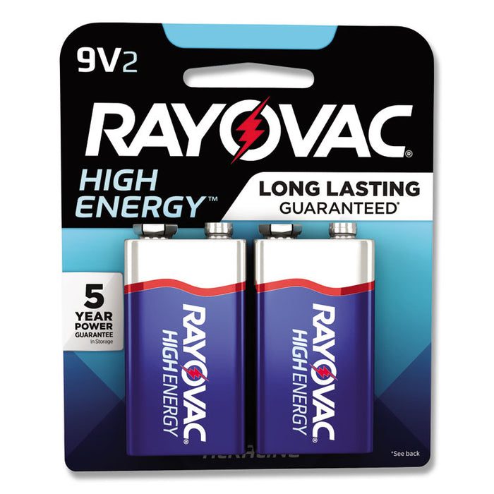 High Energy Premium Alkaline 9V Batteries, 2/Pack