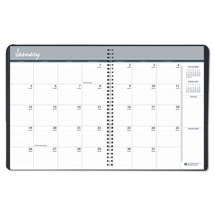 Recycled 24-Month Ruled Monthly Planner, 11 x 8 1/2, Black, 2020-2021