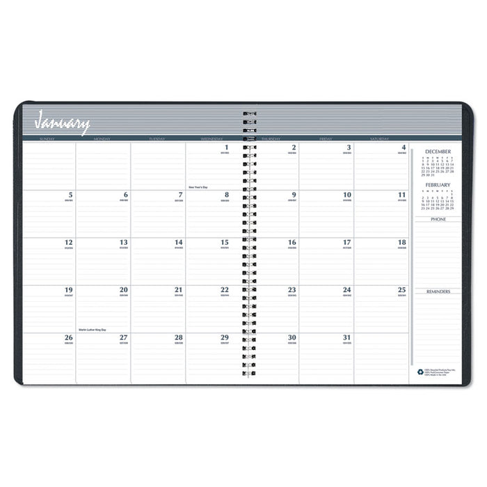 Recycled Two Year Monthly Planner with Expense Logs, 8.75 x 6.88, Black Cover, 24-Month (Jan to Dec): 2023 to 2024