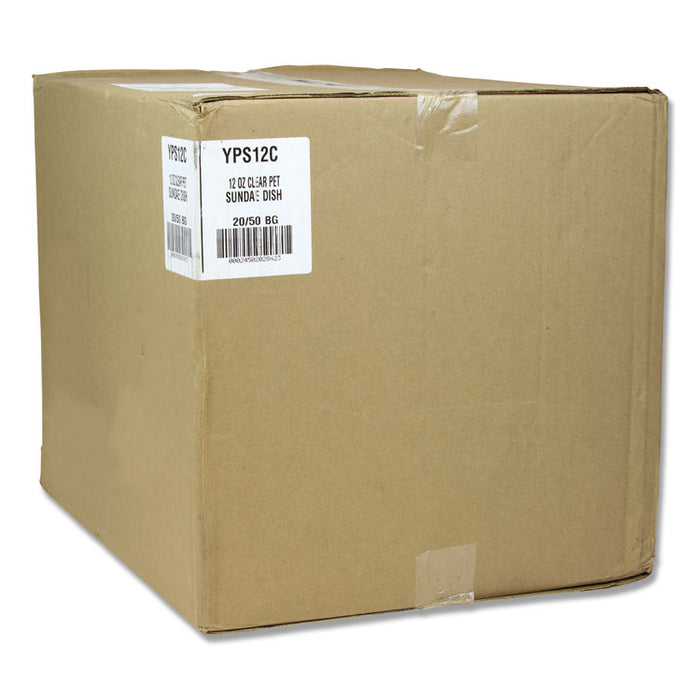 EarthChoice Recycled Clear Plastic Sundae Dish, 12 oz, Clear, 50 Dishes/Bag, 20 Bag/Carton