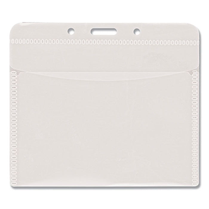 PVC-Free Badge Holders, Horizontal, 4.5 x 4, Clear, 50/Pack