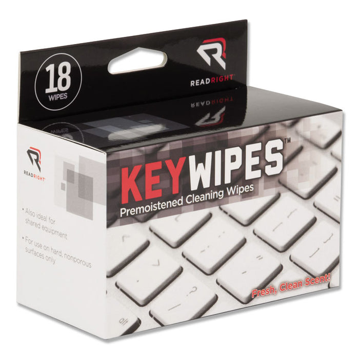 KeyWipes Keyboard Wet Wipes, 5 x 6.88, 18/Box