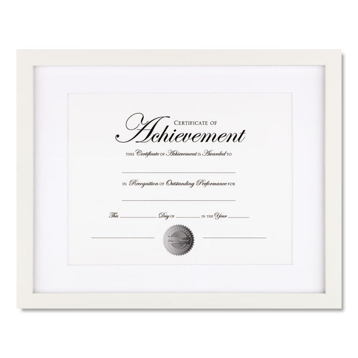 Wood Gallery Frame with Beveled Mat, 11 x 14, White