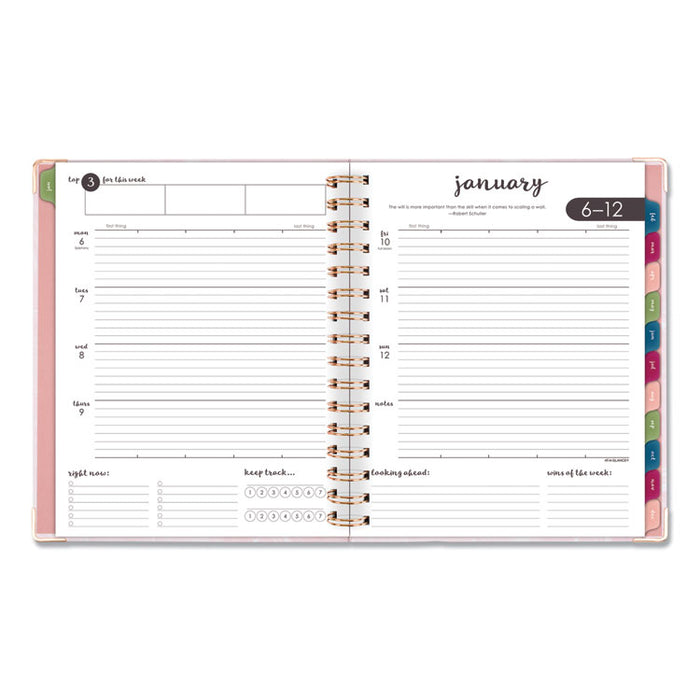 Harmony Weekly/Monthly Hardcover Planner, 9 x 7, Pink Marble, 2020-2021