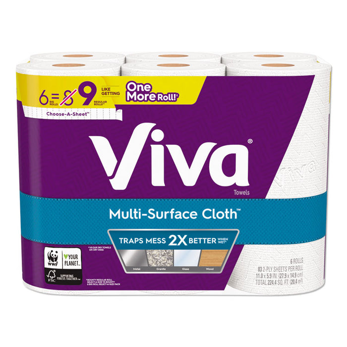 Multi-Surface Cloth Choose-A-Sheet Paper Towels 1-Ply, 11 x 5.9, White, 83 Sheets/Roll, 6 Rolls/Pack, 4 Packs/Carton