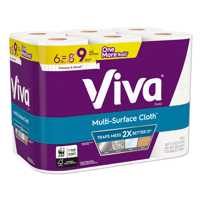 Multi-Surface Cloth Choose-A-Sheet Paper Towels 1-Ply, 11 x 5.9, White, 83 Sheets/Roll, 6 Rolls/Pack, 4 Packs/Carton