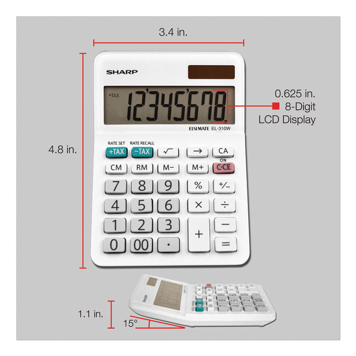 EL-310WB Mini Desktop Calculator, 8-Digit LCD