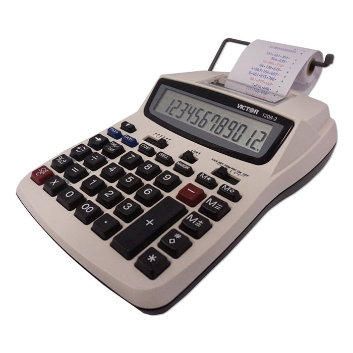 1208-2 Two-Color Compact Printing Calculator, Black/Red Print, 2.3 Lines/Sec
