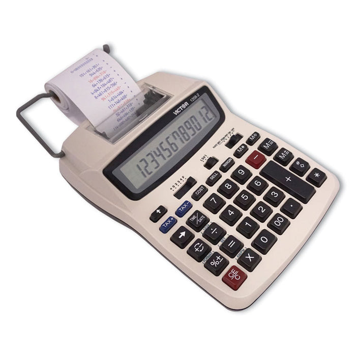 1208-2 Two-Color Compact Printing Calculator, Black/Red Print, 2.3 Lines/Sec