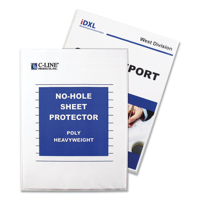 Top-Load No-Hole Sheet Protectors, Heavyweight, Clear, 2" Capacity, 25/BX
