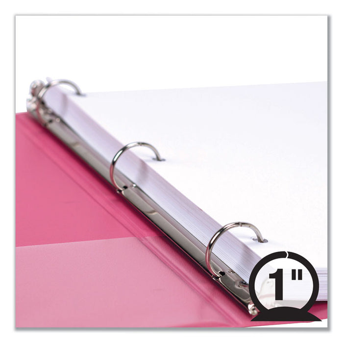 Earth's Choice Biobased Economy Round Ring View Binders, 3 Rings, 1" Capacity, 11 x 8.5, Berry