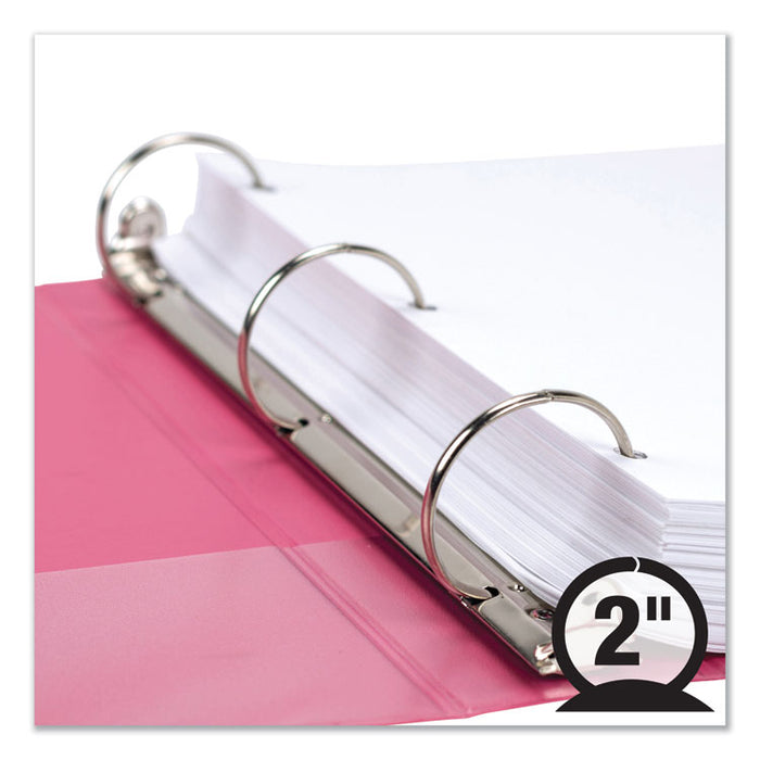 Earth's Choice Biobased Economy Round Ring View Binders, 3 Rings, 2" Capacity, 11 x 8.5, Berry