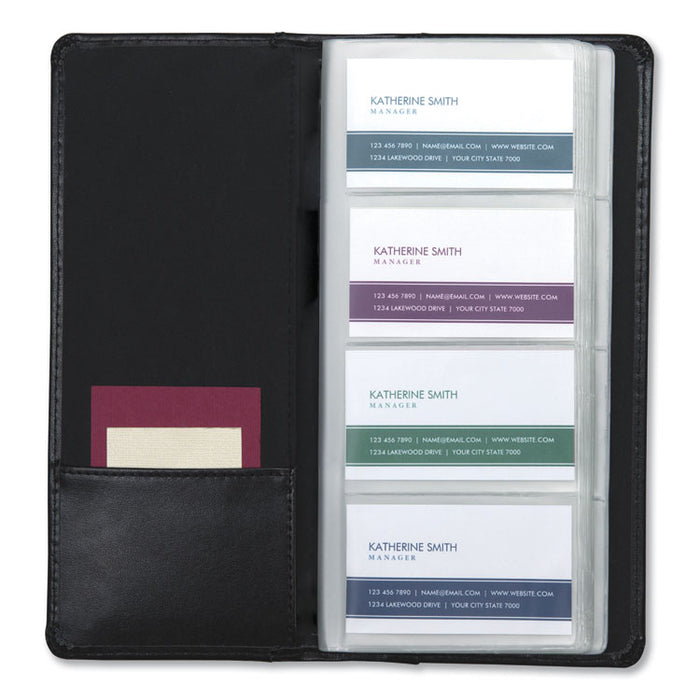 Regal Leather Business Card File, 96 Card Capacity, 2 x 3 1/2 Cards, Black