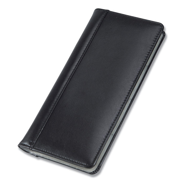 Regal Leather Business Card File, 96 Card Capacity, 2 x 3 1/2 Cards, Black